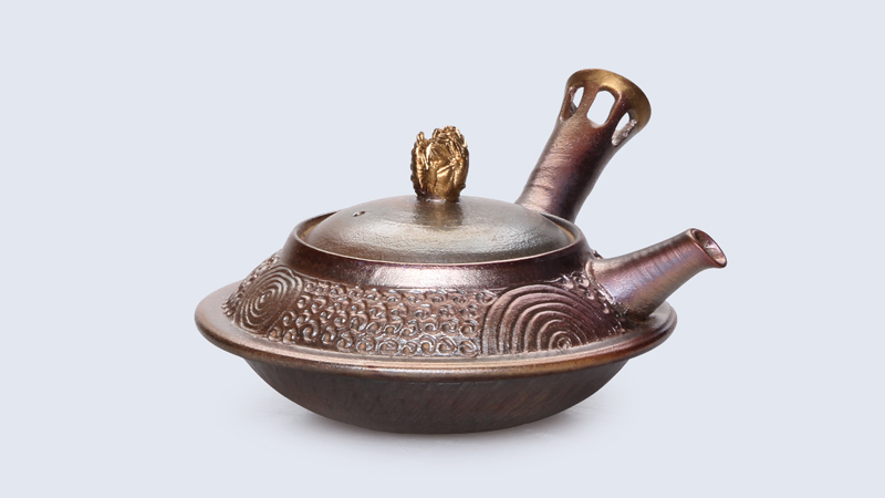 茶釜风茶壶・金属光泽釉.jpg